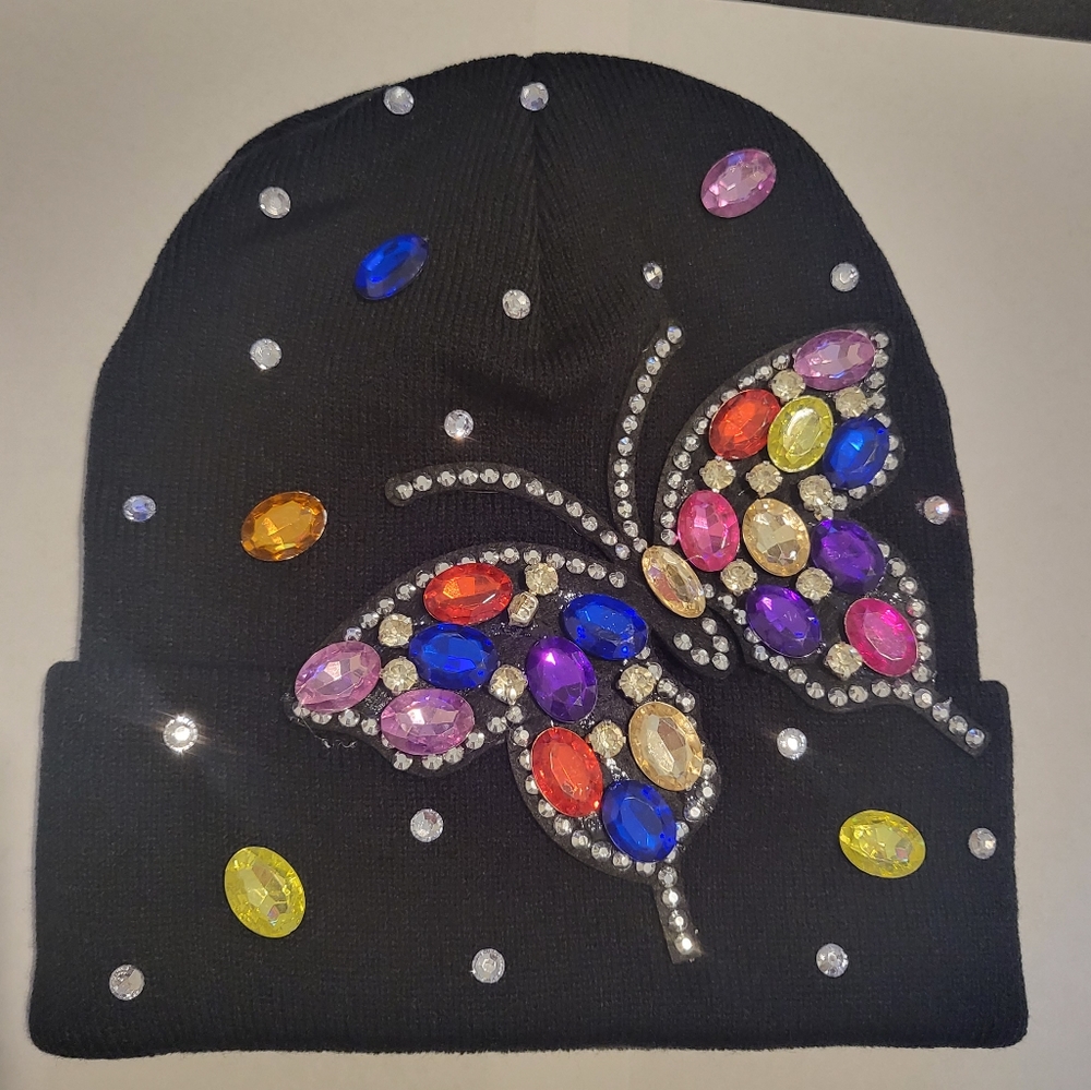 Beanie with Butterfly Bling